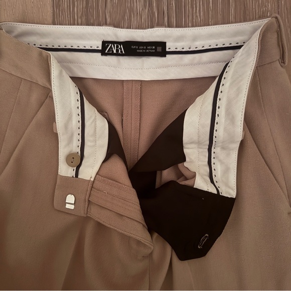 Zara Wide Leg Relaxed fit Trousers size small in Camel Color - Picture 12 of 14